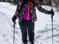 Anaïs skiing down (Ski Touring Andorra April 2022)