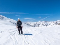 Cris at the saddle (Ski Touring Andorra April 2022)