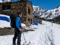 Johannes outside the hut (Ski Touring Andorra April 2022)