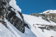 Roland leads the way after the traverse (Ski touring Avers March 2019)