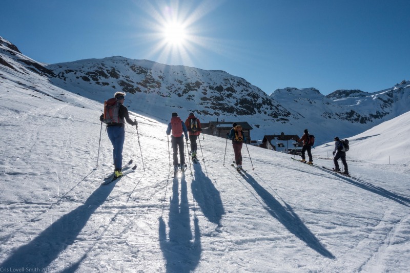 Setting off on Day 4 (Ski touring Avers March 2019)