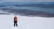 Craig skiing down to the hut (Ski Touring Camp Stream Hut Aug 2021)