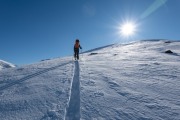 Craig skinning up the hill (Ski Touring Camp Stream Hut Aug 2021)