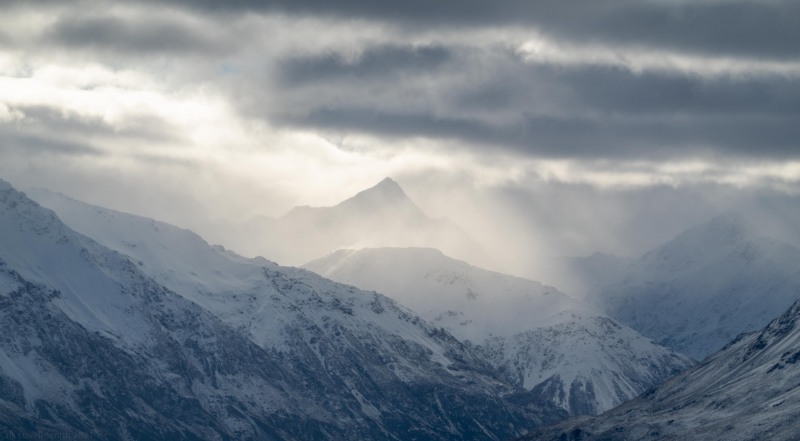 View across to the Godley (Ski Touring Camp Stream Hut Aug 2021)