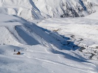 Camp Stream Hut from the ridge (Ski Touring Camp Stream Hut Aug 2021)