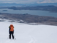 Craig skiing down to the hut (Ski Touring Camp Stream Hut Aug 2021)