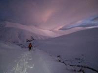 Craig skinning to the hut (Ski Touring Camp Stream Hut Aug 2021)