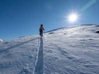 Craig skinning up the hill (Ski Touring Camp Stream Hut Aug 2021)