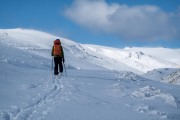 Skinning up the valley (Ski touring Kirtle Burn Hut August 2021)