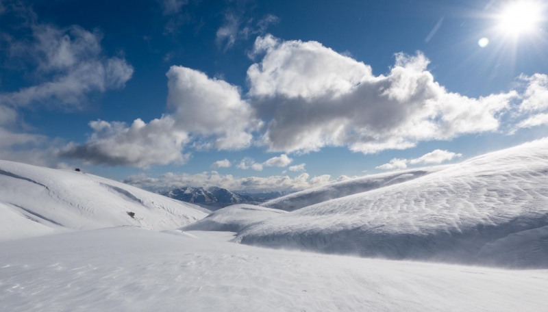 View back the way we came (Ski touring Kirtle Burn Hut August 2021)