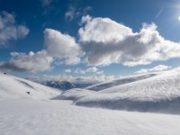 View back the way we came (Ski touring Kirtle Burn Hut August 2021)