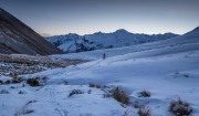 Craig walking down the valley (Ski Touring Snowy Gorge Hut Aug 2021)