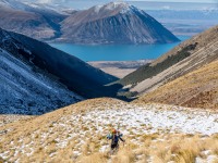 Craig and Lake Ohau behind (Ski Touring Snowy Gorge Hut Aug 2021)