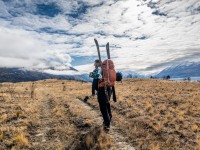 Craig and skis (Ski Touring Snowy Gorge Hut Aug 2021)