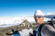 Cris on Storbogtinden (Ski Touring Tromso, April 2022)