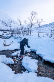 Crossing the stream again (Ski Touring Tromso, April 2022)