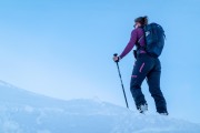 Hana skinning up (Ski Touring Tromso, April 2022)