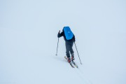 Heading up into the white (Ski Touring Tromso, April 2022)