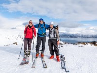 At the summit of Storbogtinden (Ski Touring Tromso, April 2022)
