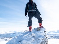 Cris at the top of Botnjfellet 2 (Ski Touring Tromso, April 2022)