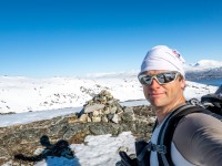Cris on Storbogtinden (Ski Touring Tromso, April 2022)