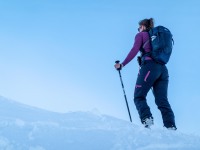 Hana skinning up (Ski Touring Tromso, April 2022)