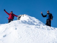 Hanna and Johannes at the top of Botnjfellet (Ski Touring Tromso, April 2022)