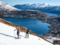 Heading up from the fjord (Ski Touring Tromso, April 2022)