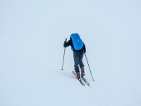 Heading up into the white (Ski Touring Tromso, April 2022)