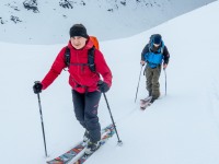 Low cloud hanging about the peaks (Ski Touring Tromso, April 2022)