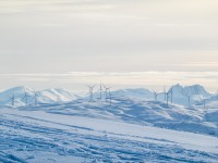 Wind turbines in the distance (Ski Touring Tromso, April 2022)