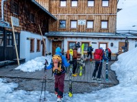 Arriving back at the hut (Ski touring Weidener Huette March 2022)