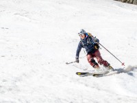 Birgit descending (Ski touring Weidener Huette March 2022)