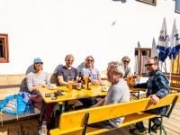 Drinks at the car park (Ski touring Weidener Huette March 2022)