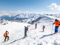 Getting ready to descend from the ridge (Ski touring Weidener Huette March 2022)