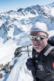 Cris at the summit of Sulzkogel (Skitouring Kuehtai March 2019)