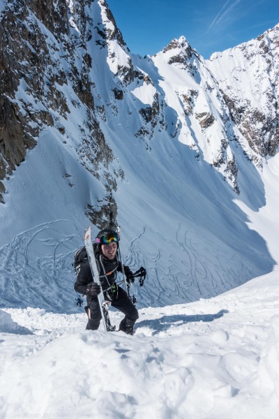 Johannes and skis (Skitouring Kuehtai March 2019)