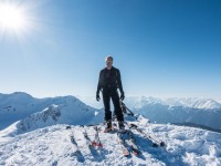 Cris on the summit of Vordere Karlesspitze (Skitouring Kuehtai March 2019)