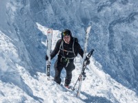Johannes and skis (Skitouring Kuehtai March 2019)