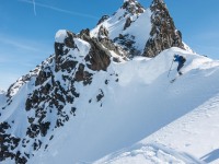Johannes dropping into a couloir (Skitouring Kuehtai March 2019)