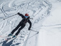 Rachel on the descent (Skitouring Kuehtai March 2019)