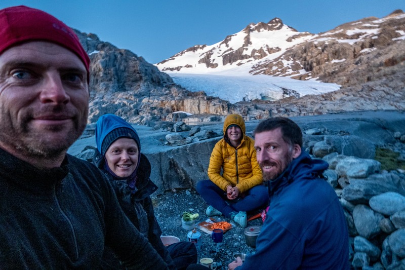 Preparing dinner in front of Mt Brewster (Doof trip South Dec 2023)