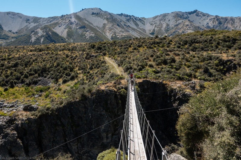 Crossing on a swing bridge 2 (Cycling St James)