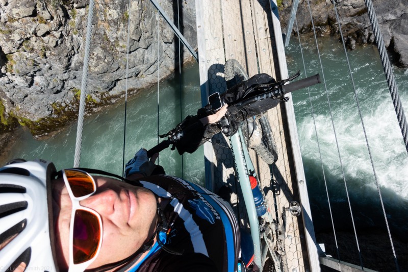 Crossing on a swing bridge (Cycling St James)
