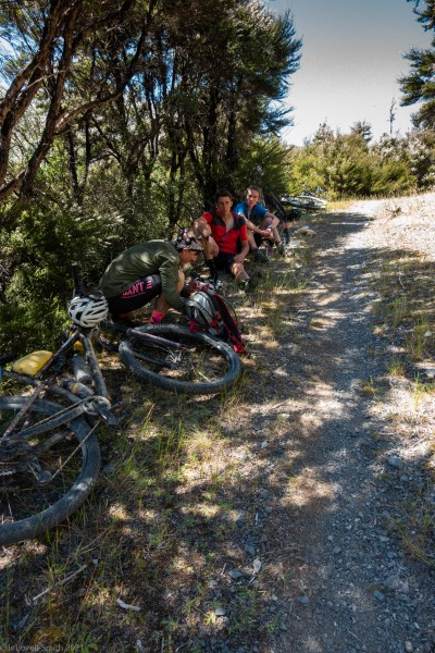 Lunch beside the track (Cycling St James)