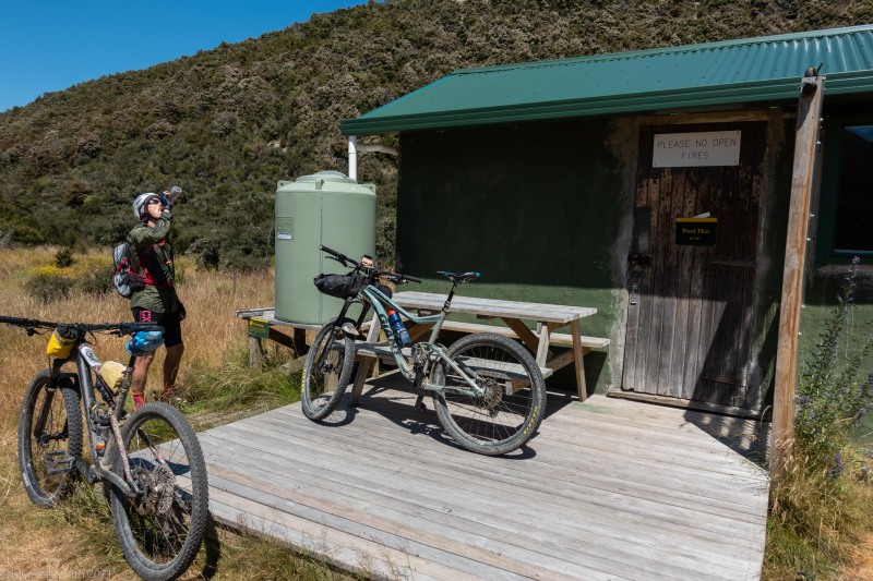 Taking a break at Pool Hut (Cycling St James)