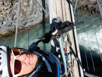 Crossing on a swing bridge (Cycling St James)