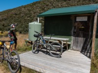 Taking a break at Pool Hut (Cycling St James)