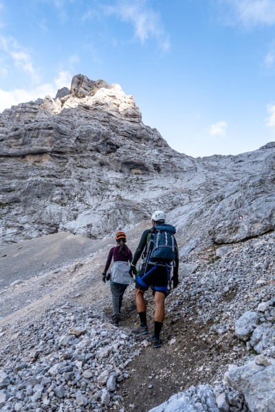 Ari and Pedro walking towards the saddle (Summer Holidays August 2022)