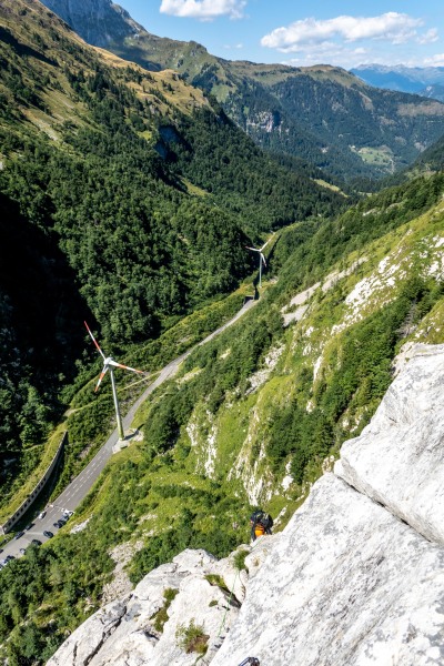 Ari climbing above the wind turbines (Summer Holidays August 2022)